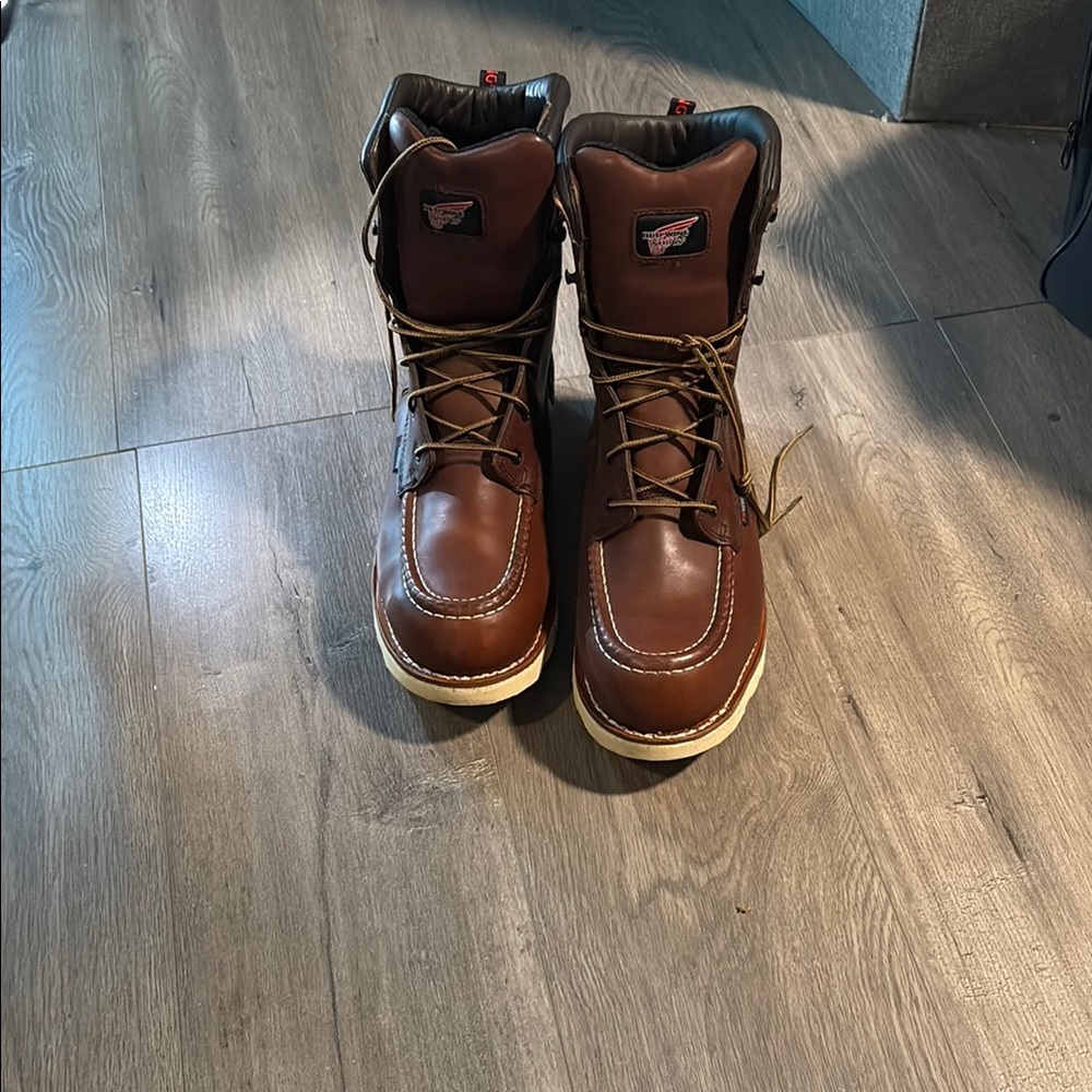 Brown Leather Boots with White Soles